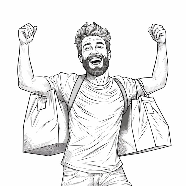 Happy_Man_Holding_Bag_Isolated_Coloring_Page