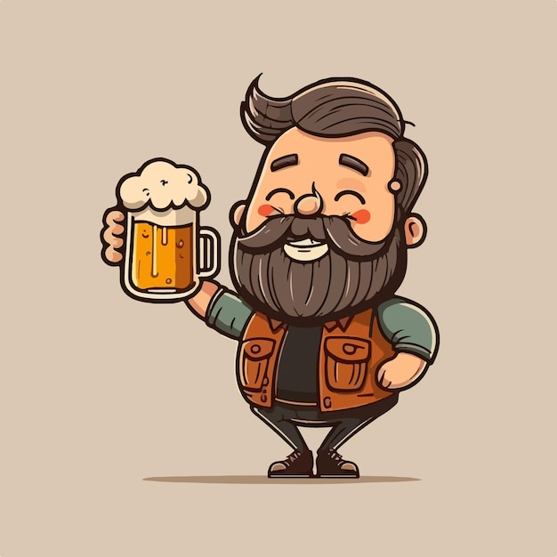 Happy man holding beer cartoon vector illustration