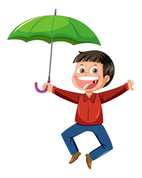 Vector happy man holding an umbrella on white background