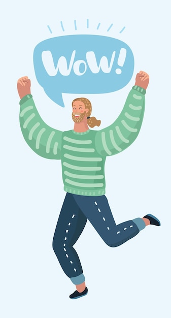 happy man is jumping vector illustration