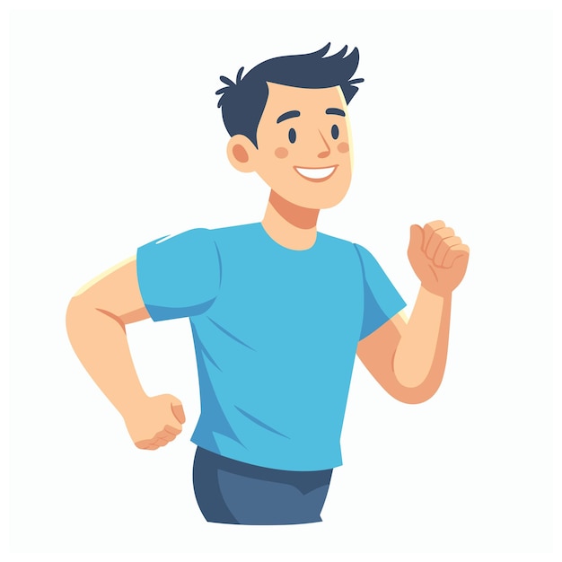 a happy man jogging with a blue tshirt flat simple vector illustrations