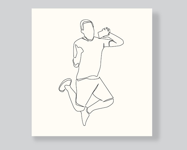 happy man line art or continuous one line illustration