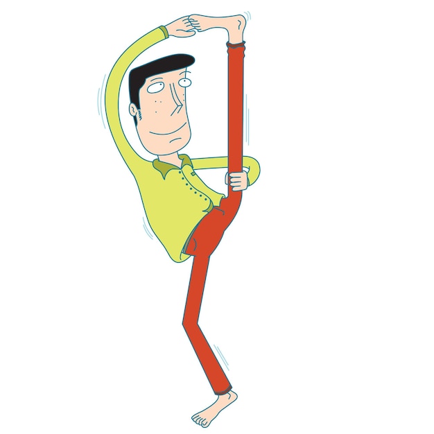 Vector happy man do yoga exercise