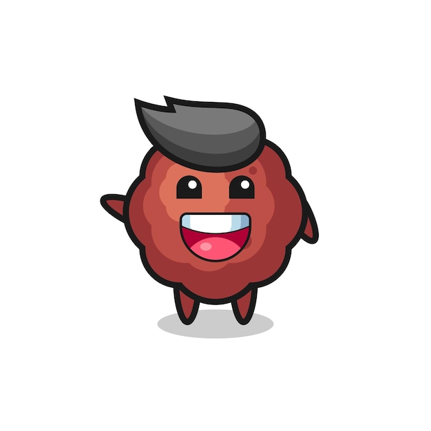 Happy meatball cute mascot character , cute design