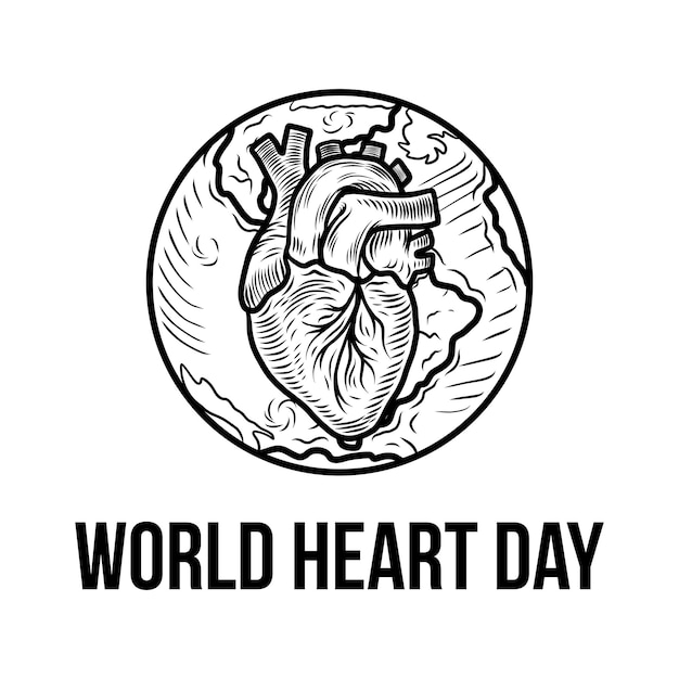 Happy medical world heart day concept background Hand drawn illustration of happy world heart day vector concept background for web design