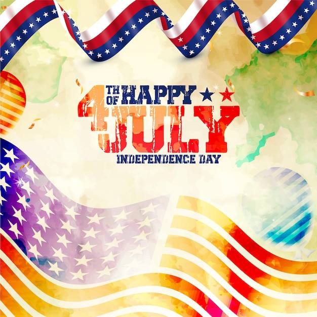 Vettore felice giorno commemorativo e 4 luglio felice usa independent day celebration illustrazione con bandiera usa