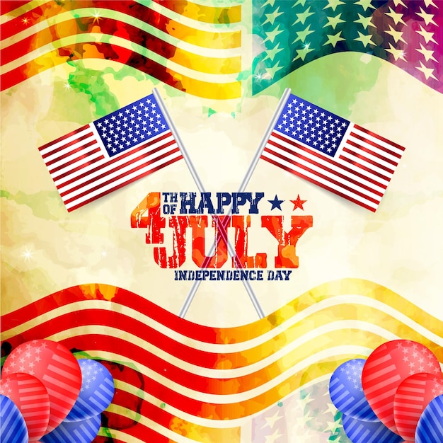 Happy memorial day and 4th of july happy usa independent day celebration illustration with usa flag