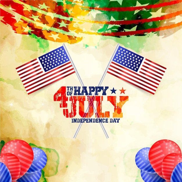 Vector happy memorial day and 4th of july happy usa independent day celebration illustration with usa flag