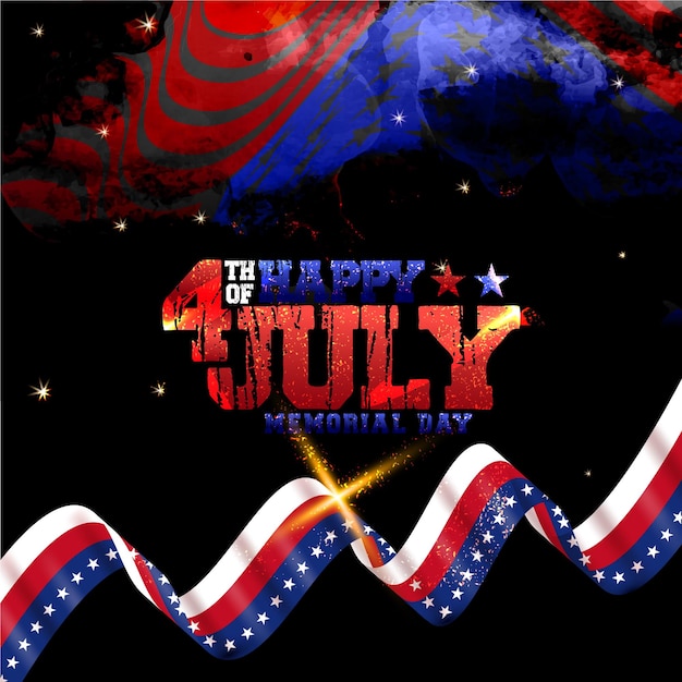 Happy Memorial day and 4th of July happy USA Independent Day Celebration Illustration with USA Flag