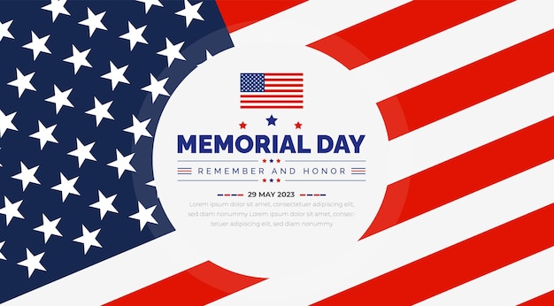 Happy memorial day modello di sfondo o banner design con bandiera usa vector remember and honor