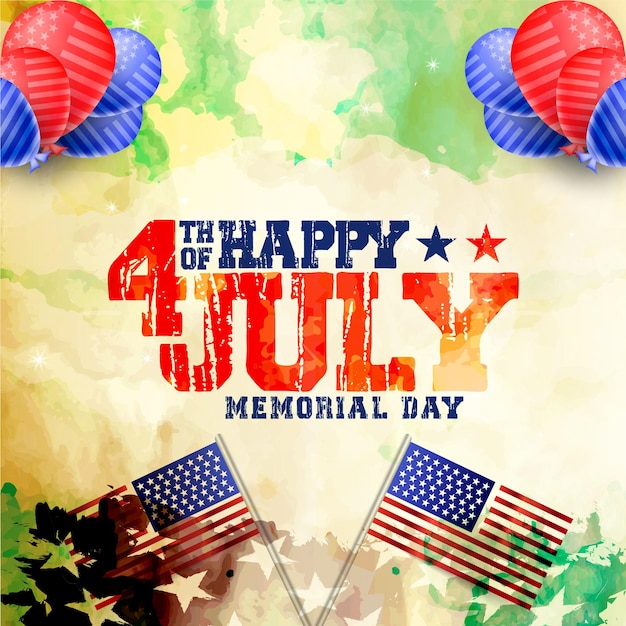 Vector happy memorial day en 4 juli happy usa independent day celebration illustration met usa flag