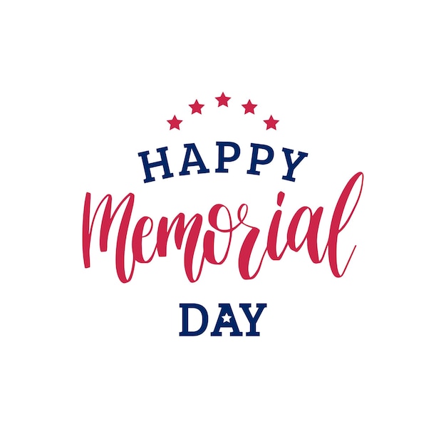 Happy memorial day handwritten phrase in vector national\
american holiday illustration with stars festive poster greeting\
card invitation etc