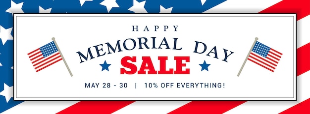 Vector happy memorial day sale banner on flag of the united states vector design