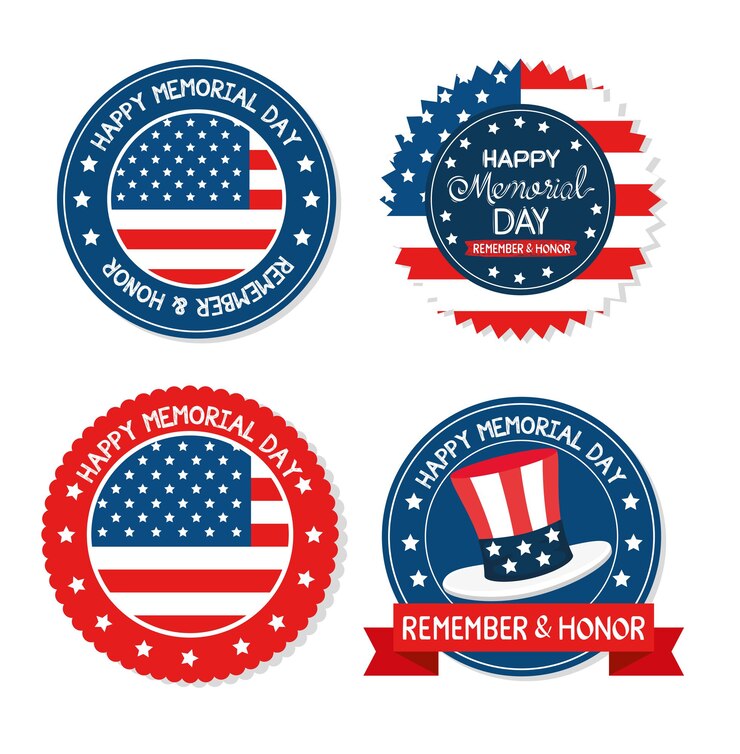 Vector happy memorial day set seals