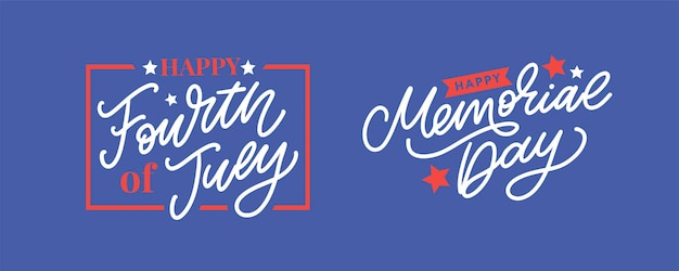 Vector happy memorial day stars and stripes letter