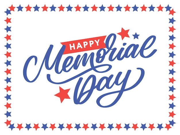Vector happy memorial day stars and stripes letter