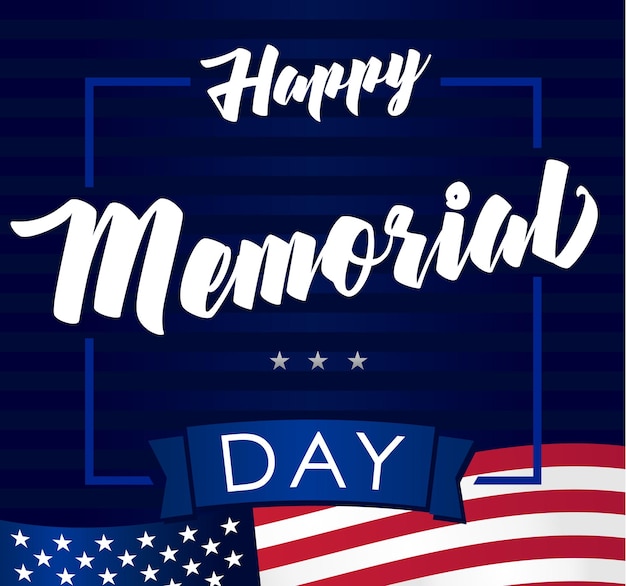 Happy Memorial Day USA greeting card design Creative typography