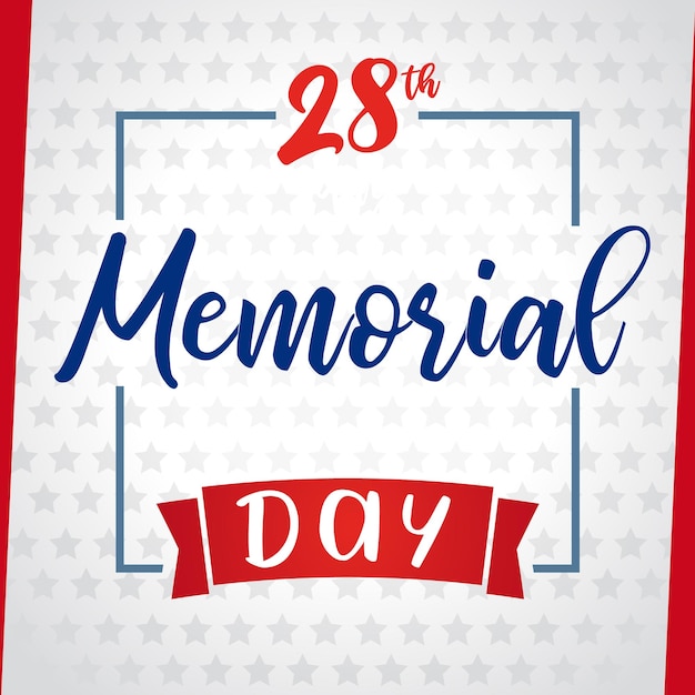 Happy Memorial Day USA greeting card design US colors Calligraphic lettering