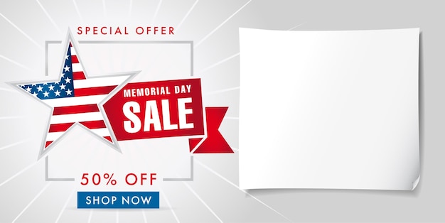 Happy Memorial Day USA verkoop flyer Uitnodiging blanco met leeg vel papier