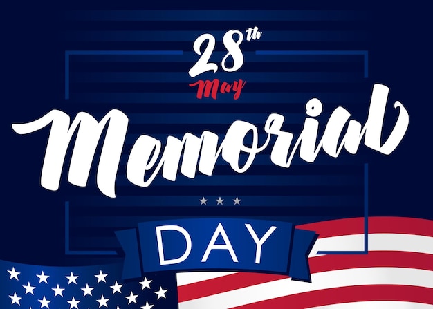 Happy Memorial Day USA wenskaart ontwerp Heilwens idee met moderne kalligrafie