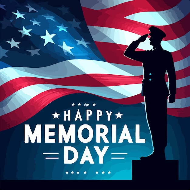 Vector happy memorial day vector illustration flat drawn with american flag