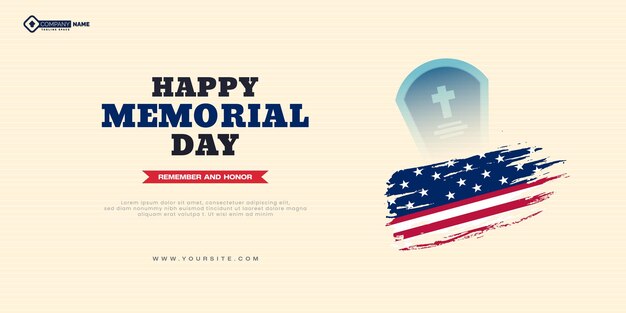 Vector happy memorial day wishes banner vector illustration