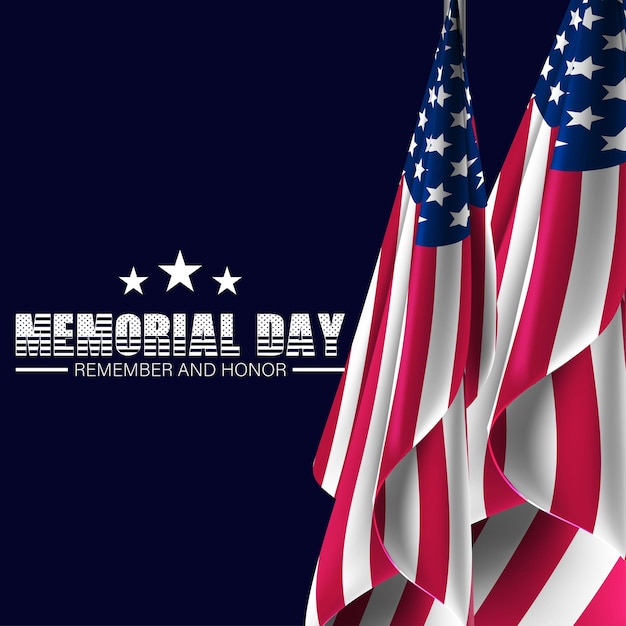 Happy Memorial USA Flag Background 3D