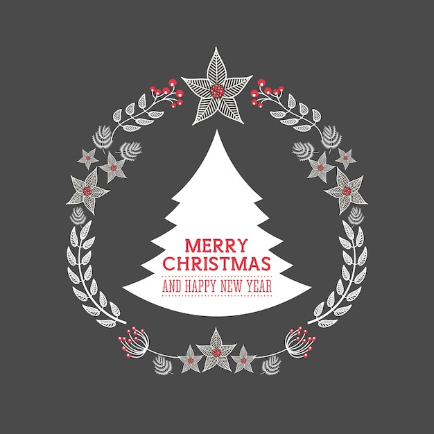 happy merry christmas card icon