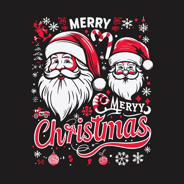 Vector happy merry christmas and santa claus word art tshirt design vector illustrations