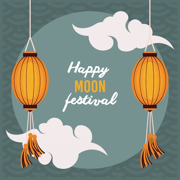 Vector happy mid autumn festival card