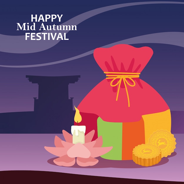 Vector happy mid autumn festival