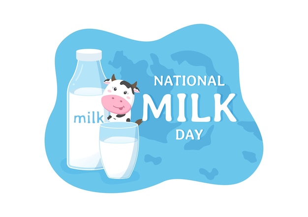 Happy Milk Day Illustratie Viering met Splash Drop in Smooth Wave of White Fresh Milky of Cow