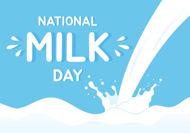 Happy Milk Day Illustration Celebration with Splash Drop in Smooth Wave of White Fresh Milky of Cow