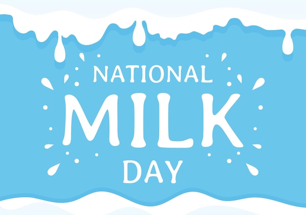 Happy Milk Day Illustration Celebration with Splash Drop in Smooth Wave of White Fresh Milky of Cow