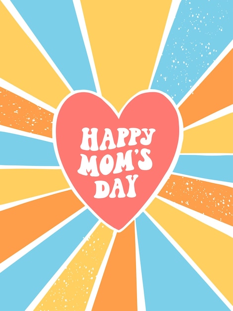 Happy Mom's day groovy belettering citaat voor retro wenskaarten posters prints tekenen uitnodigingen