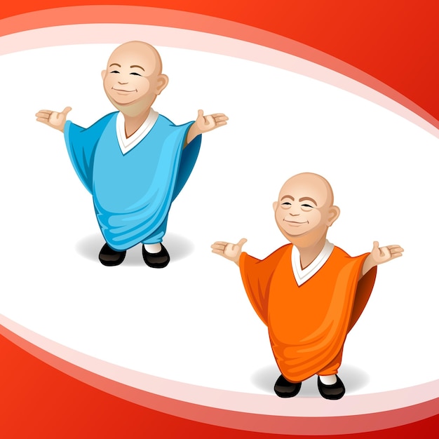 Vector happy monk character vector illustration