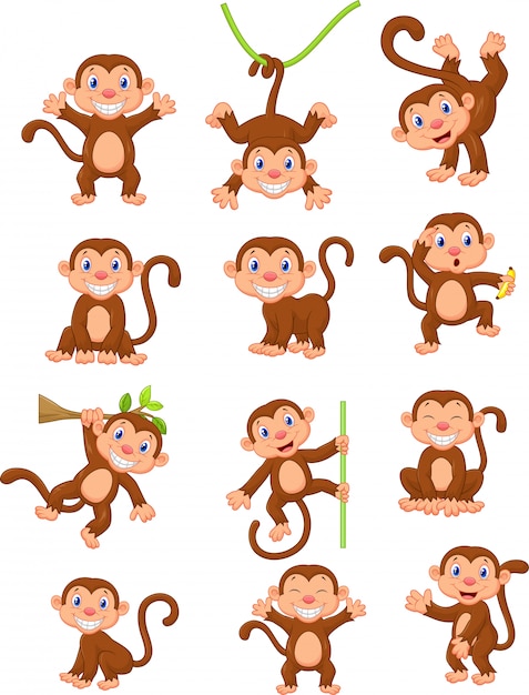 Happy monkey cartoon collection set