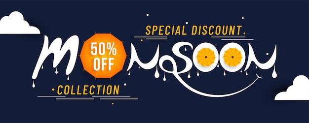 Happy Monsoon season sale banner.