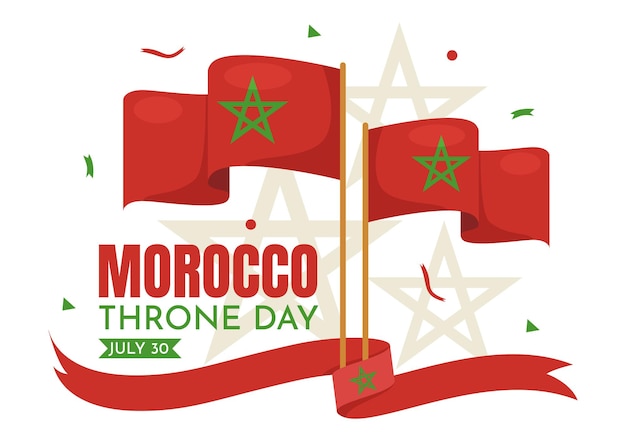 Happy Morocco Throne Day Vector Illustration with Waving Flag in Celebration National Holiday