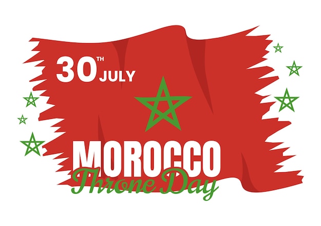 Happy Morocco Throne Day Vector Illustration with Waving Flag in Celebration National Holiday