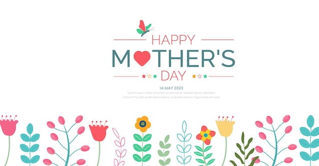 happy mother day background or banner design template with unique shape and colorful design