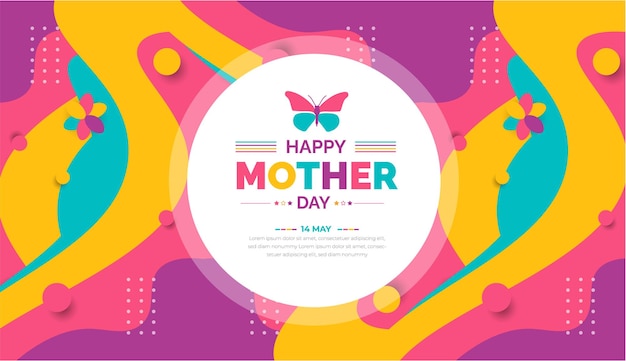 happy mother day background or banner design template with unique shape and colorful design