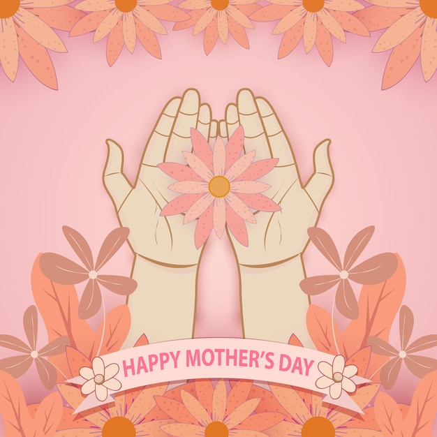 Happy mother day background flat palm