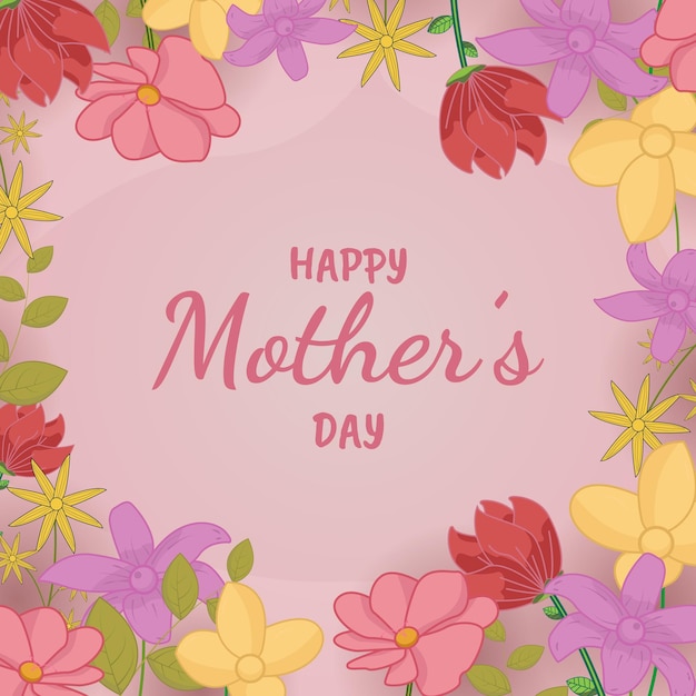 Happy Mother Day bloemen platte achtergrond