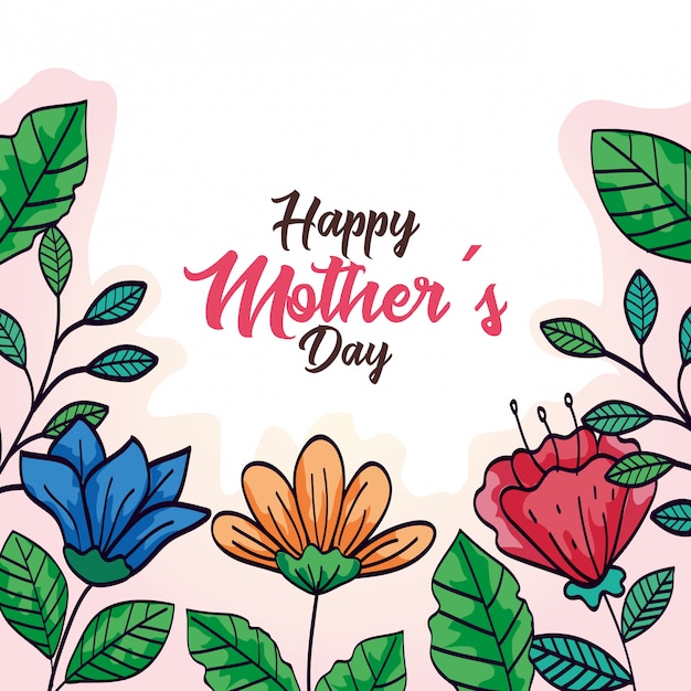 Happy mother day card with flowers decoration