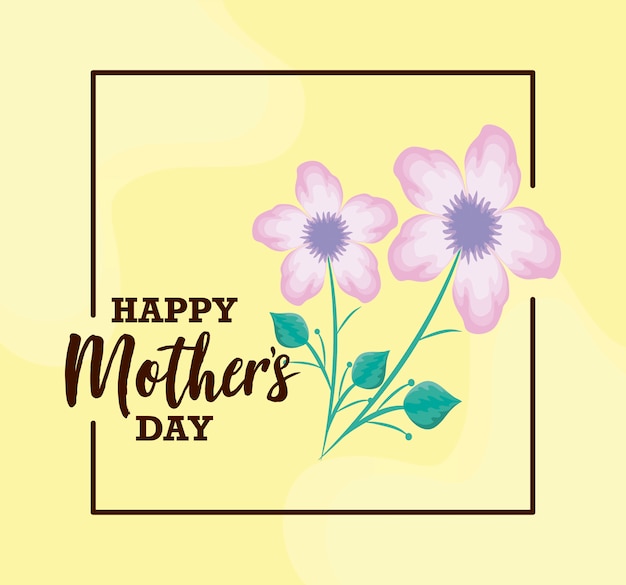 花の装飾と幸せな母の日カード