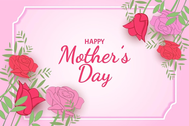 Happy mother day floral background flat