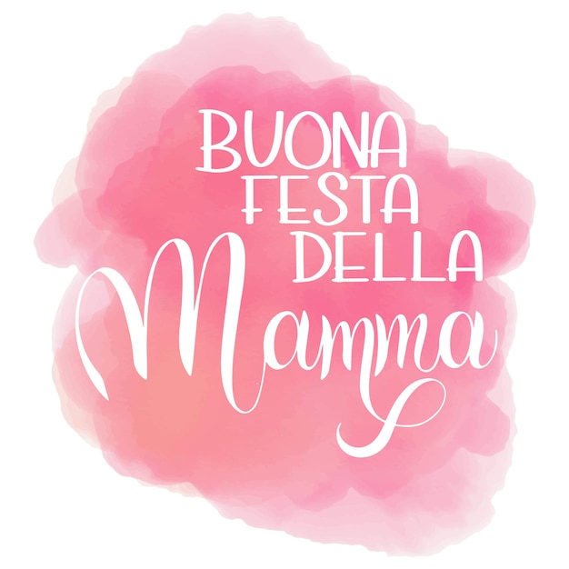 Happy mother day lettering. greeting card design. hand drawn text. happy mother day on italian on cloud background