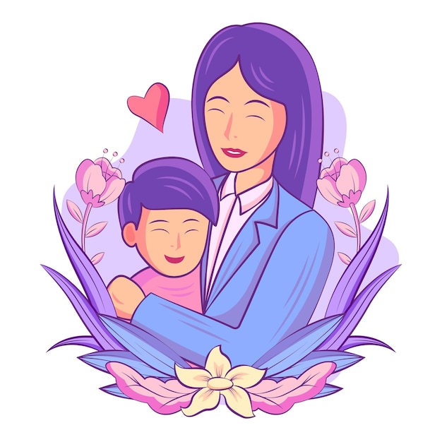 Happy mother day lovely flat illustration graphic