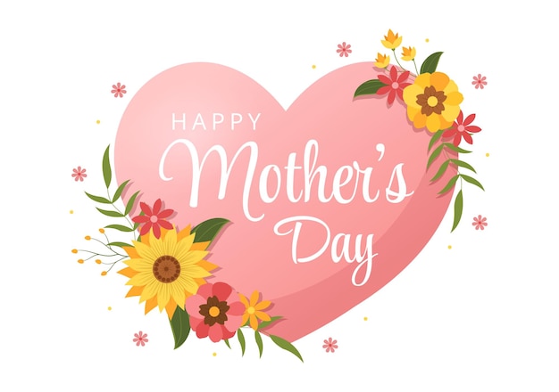 Happy Mother Day on May 14 Illustration with Affection for Baby and Kids in Hand Drawn Templates
